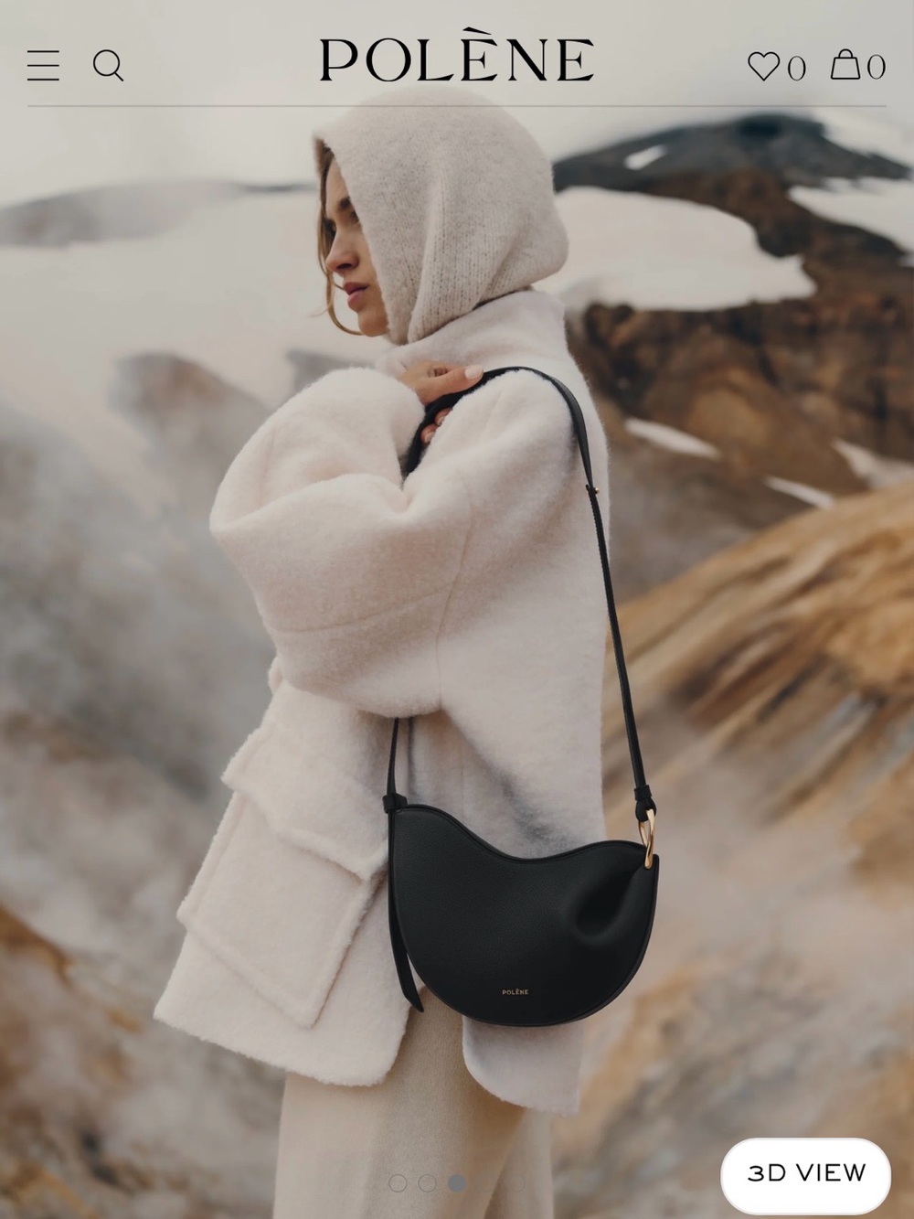 Polene Tonga Black Leather Bag